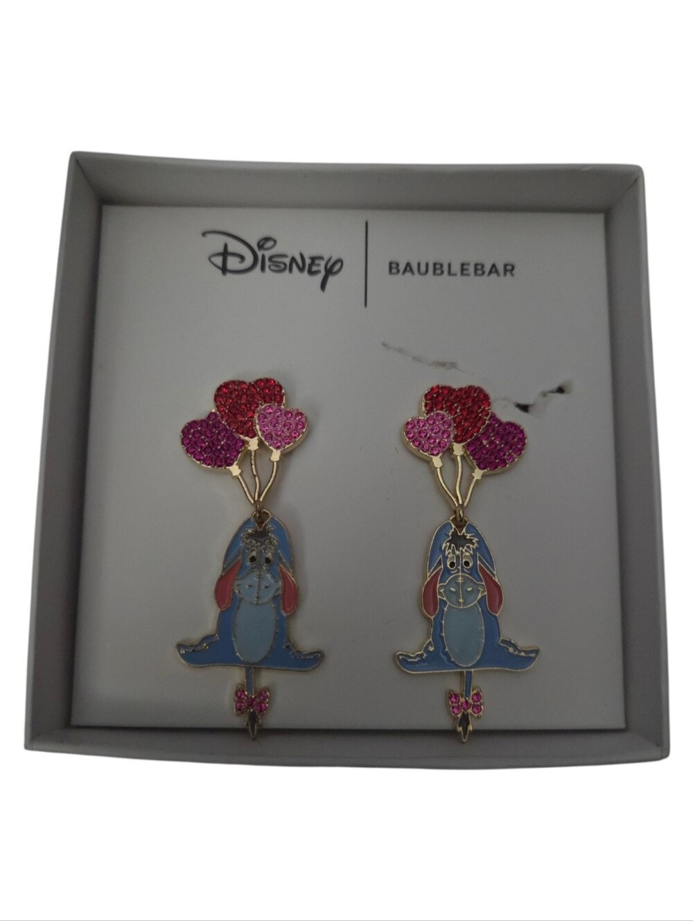 BaubleBar Disney Eeyore Balloon Drop Earrings Rhinestone Heart Ballons
